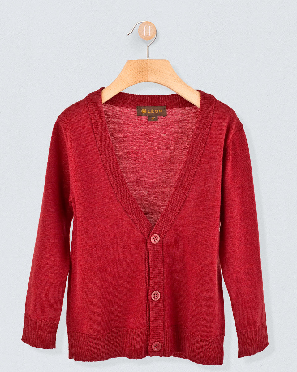 Nicholas Burgundy Wool Cardigan