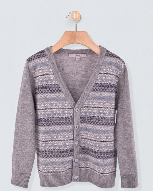 Grey Jacquard Cardigan - Sweater