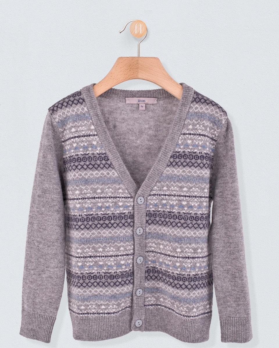 Grey Jacquard Cardigan