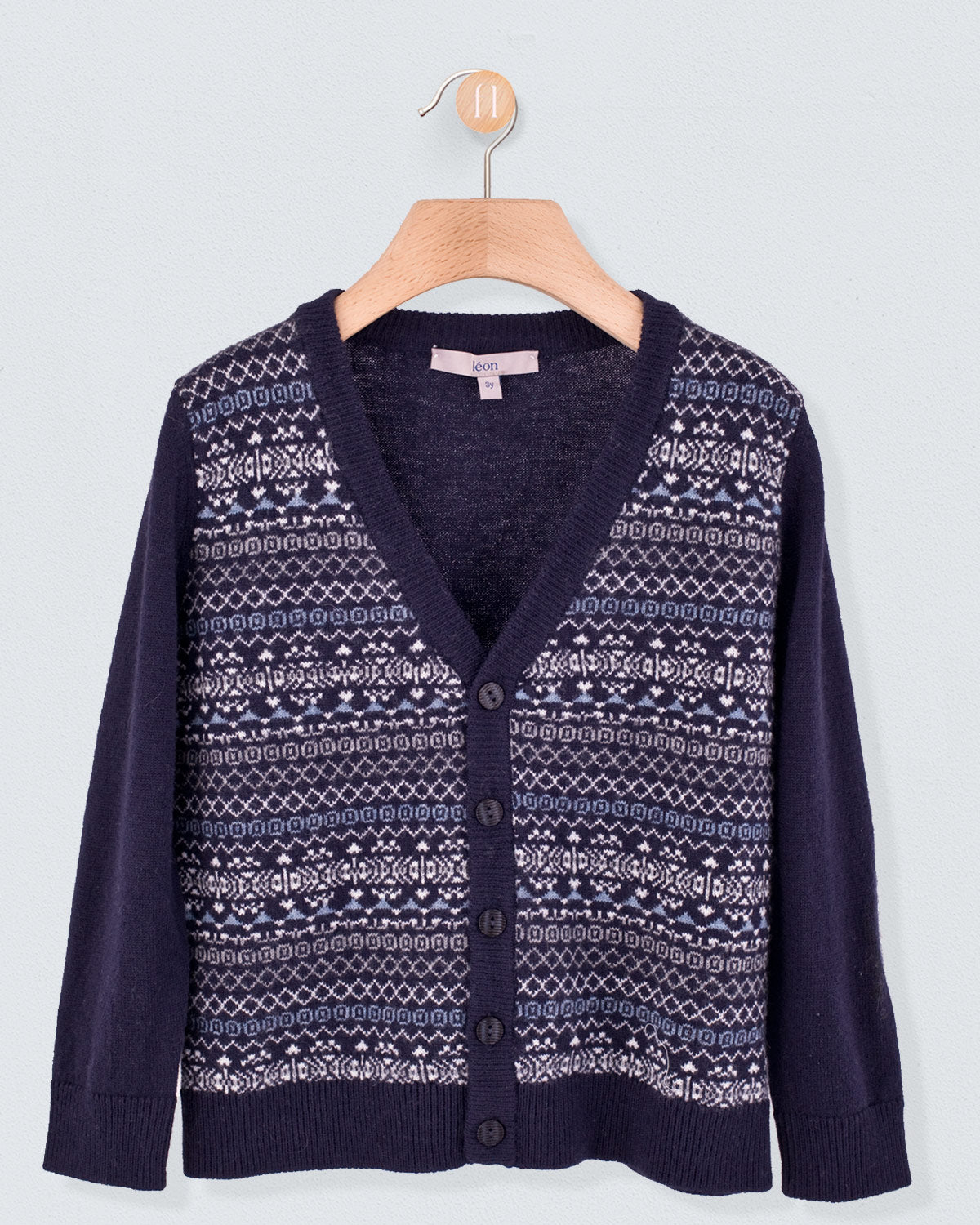 Navy Jacquard Cardigan - Sweater