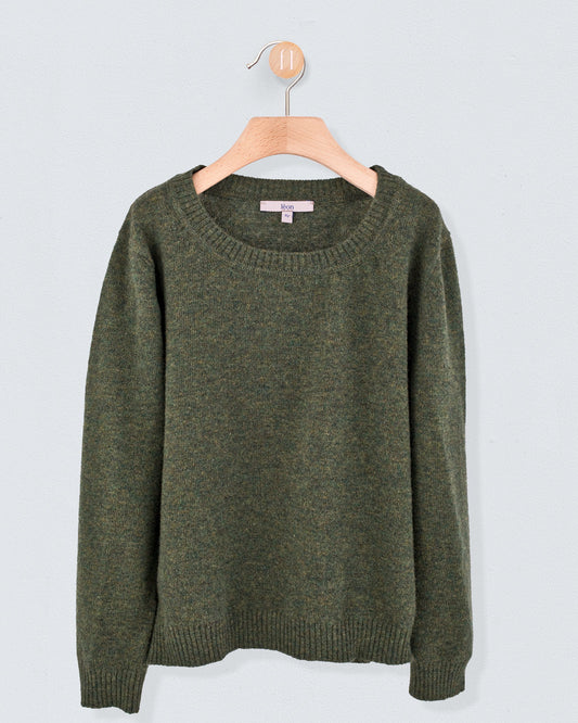 Crew Neck in Hunter Mélange Wool - Sweater