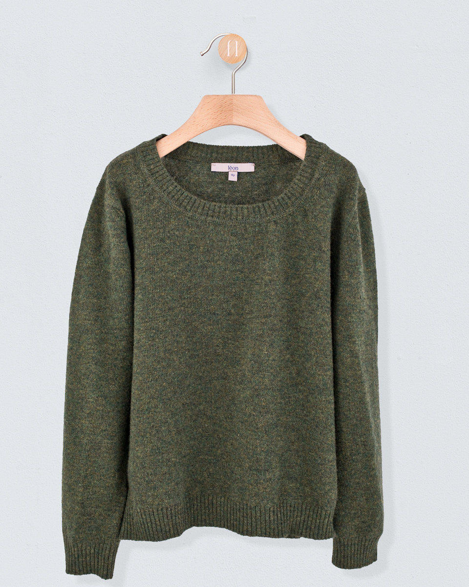 Crew Neck in Hunter Mélange Wool