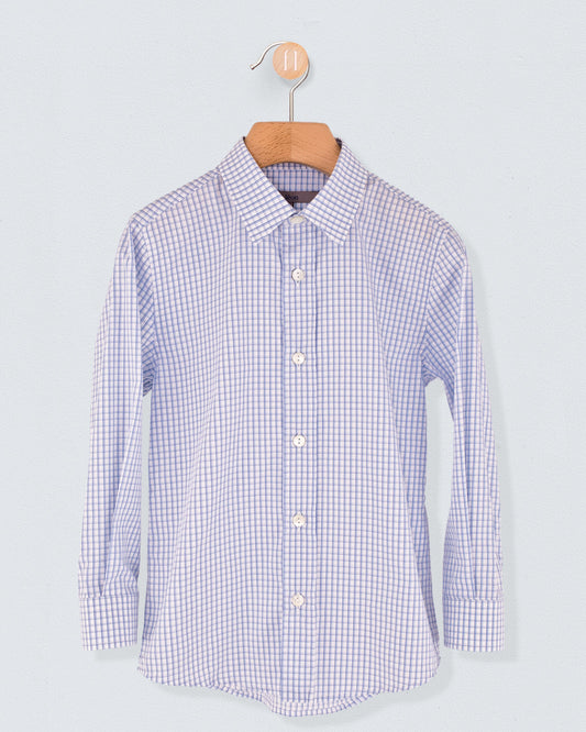 Bernard Italian Deep Blue Check Shirt - Shirt