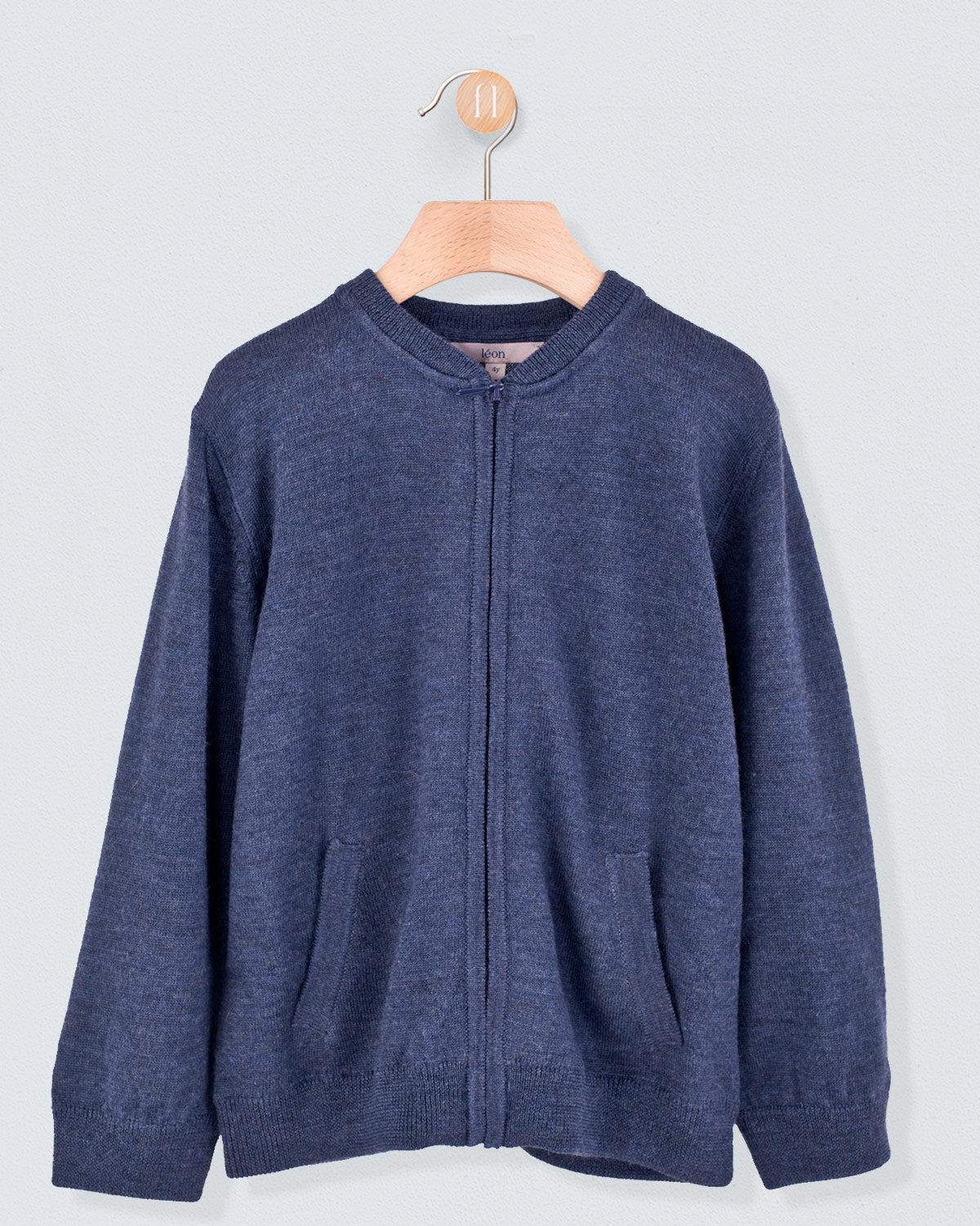 Knightsbridge Winter Blue Zipper Sweater - Sweater