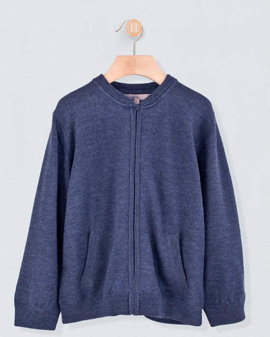 Knightsbridge Winter Blue Zipper Sweater - Sweater