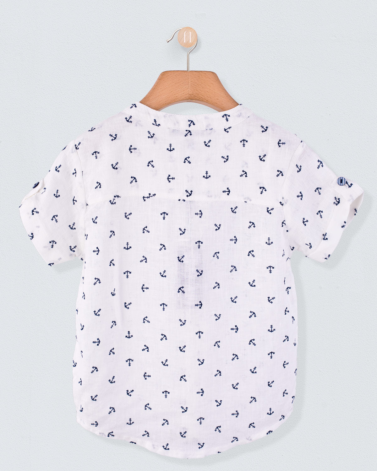 Brando Navy Anchors Linen Tunic - Shirt