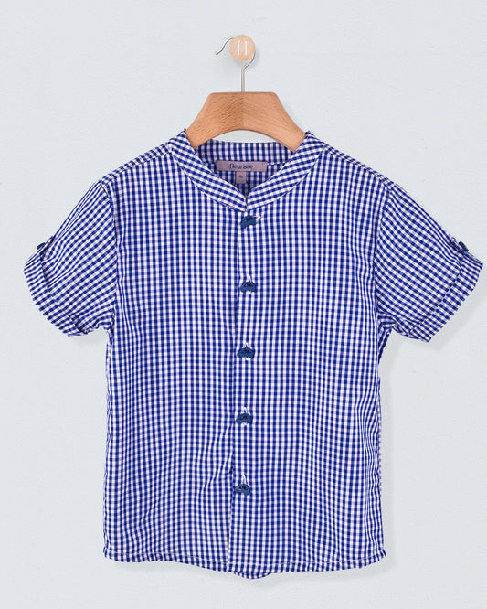 Brando French Navy Gingham Tunic - Shirt
