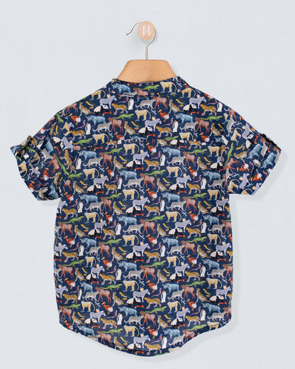 Brando Liberty Navy Animals Tunic - Shirt