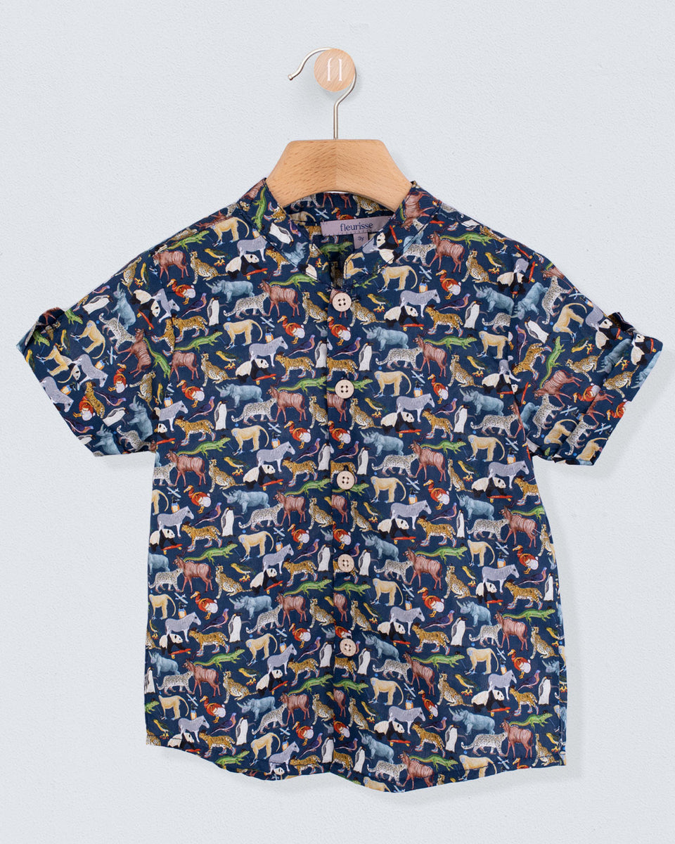 Brando Liberty Navy Animals Tunic