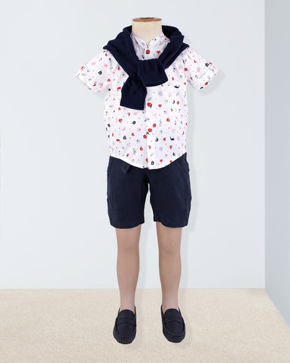 Brando Navy Seashells Tunic - Shirt