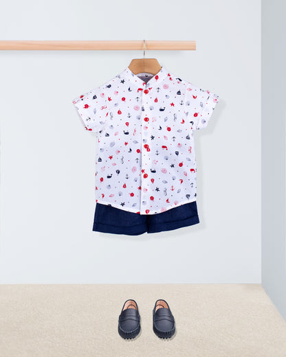 Brando Navy Seashells Tunic - Shirt