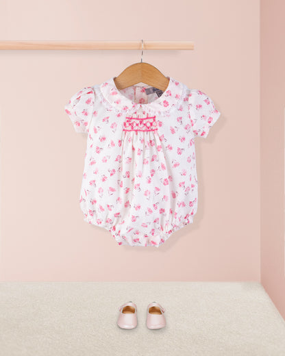 Smocked Bubble Versaille Rose Octuose - Romper