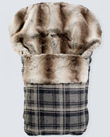 Mont-Blanc Navy Plaid Wool Stroller Bunting