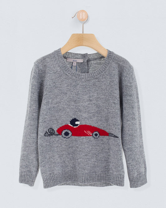 Car Grey Mélange Sweater - Sweater