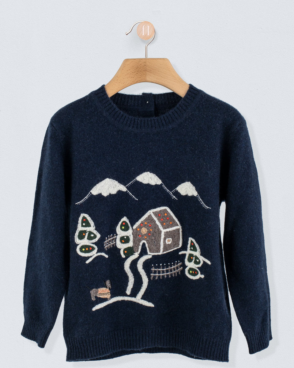Navy Gingerbread Cashmere Sweater