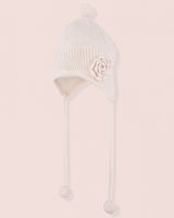 Cashmere Cream Flower Earflap Hat