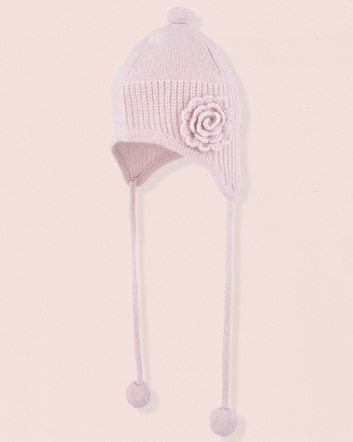 Cashmere Pink Flower Earflap Hat - Hat