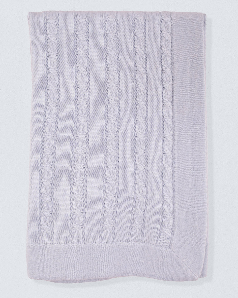 Luxe Cashmere Baby Blue Cable Blanket