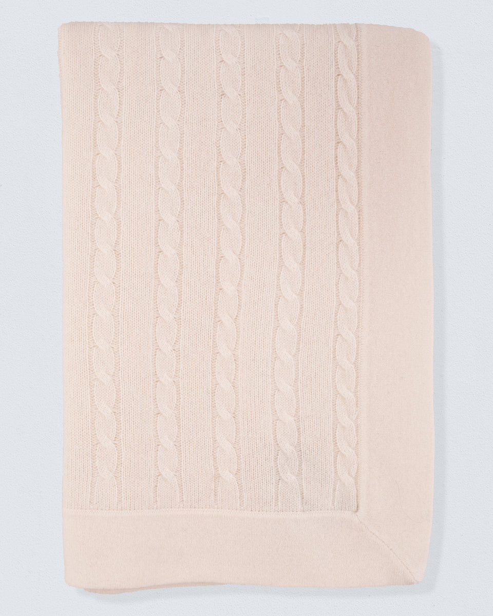 Luxe Cashmere Cream Cable Blanket