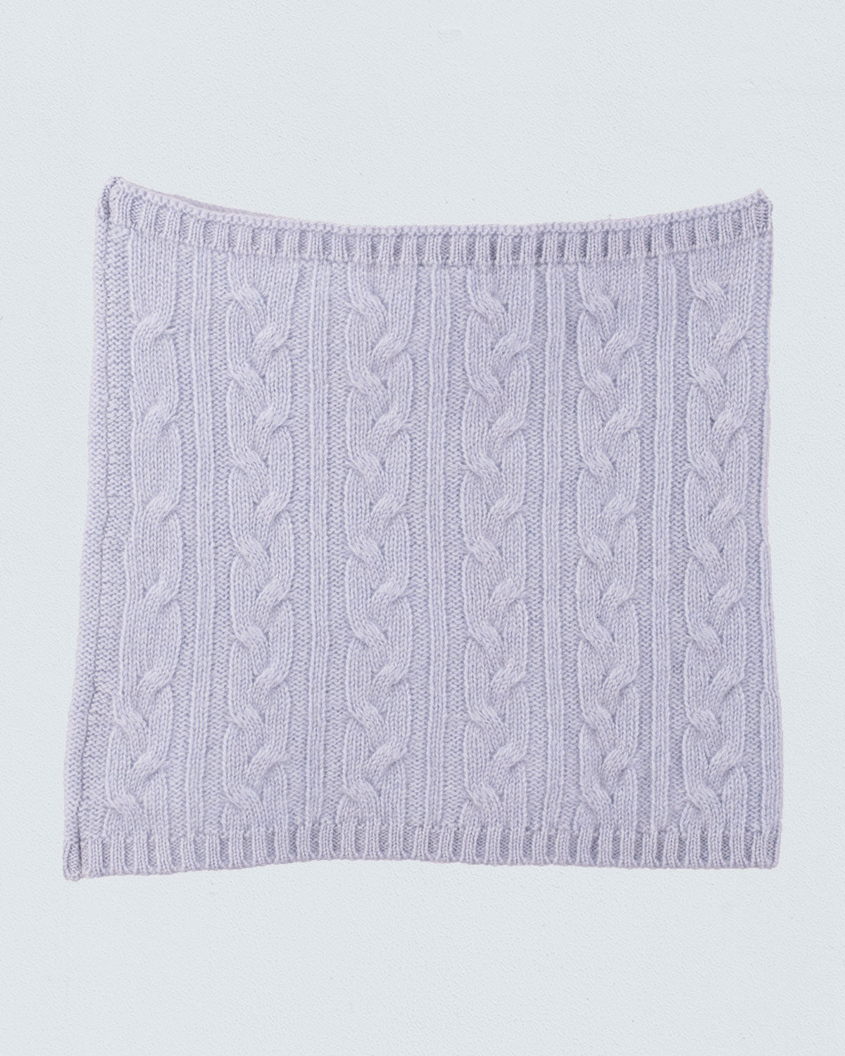 Cashmere Light Blue Cable Roll Scarf - Hat