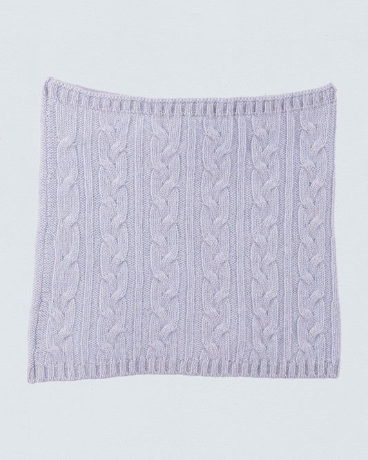 Cashmere Light Blue Cable Roll Scarf - Hat