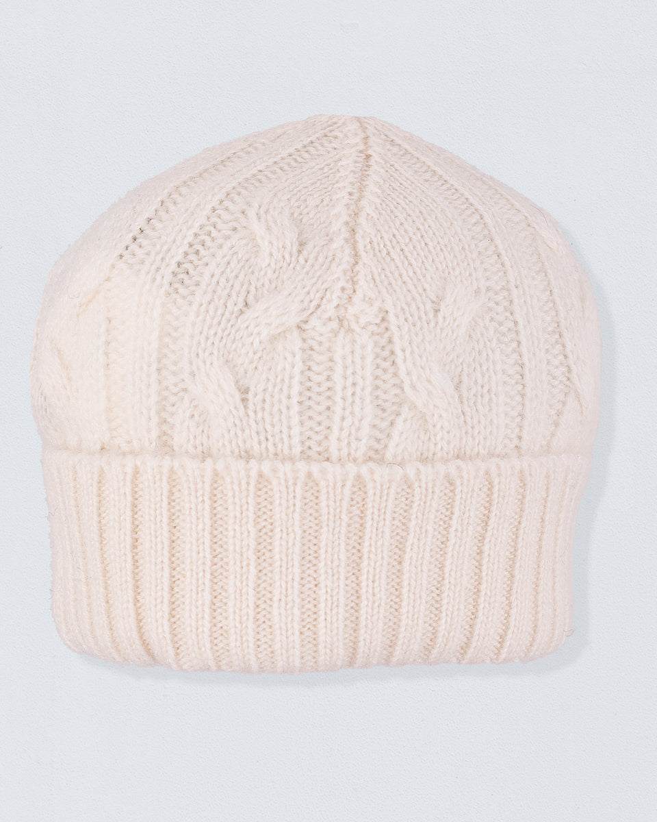 Cashmere Cream Cable Knit Hat