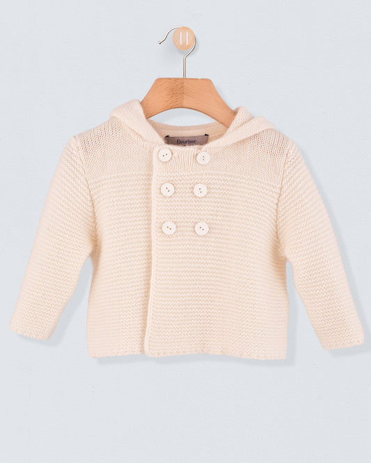 Chamonix Winter White Cashmere Hooded Jacket - Cardigan