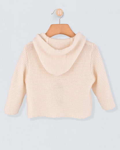 Chamonix Winter White Cashmere Hooded Jacket - Cardigan