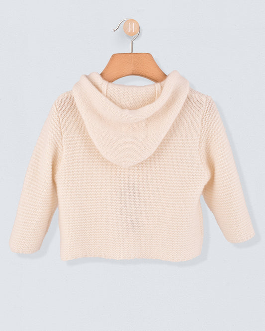 Chamonix Winter White Cashmere Hooded Jacket - Cardigan