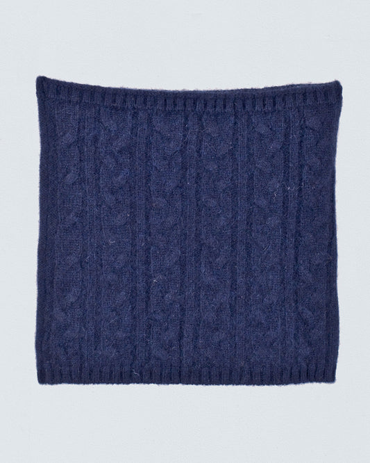 Cashmere Navy Cable Roll Scarf - Hat