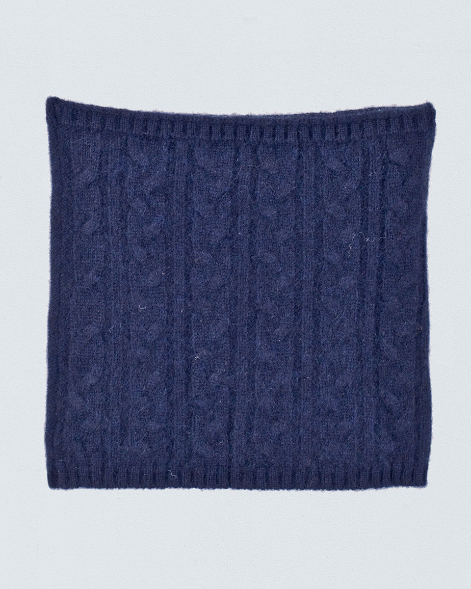 Cashmere Navy Cable Roll Scarf