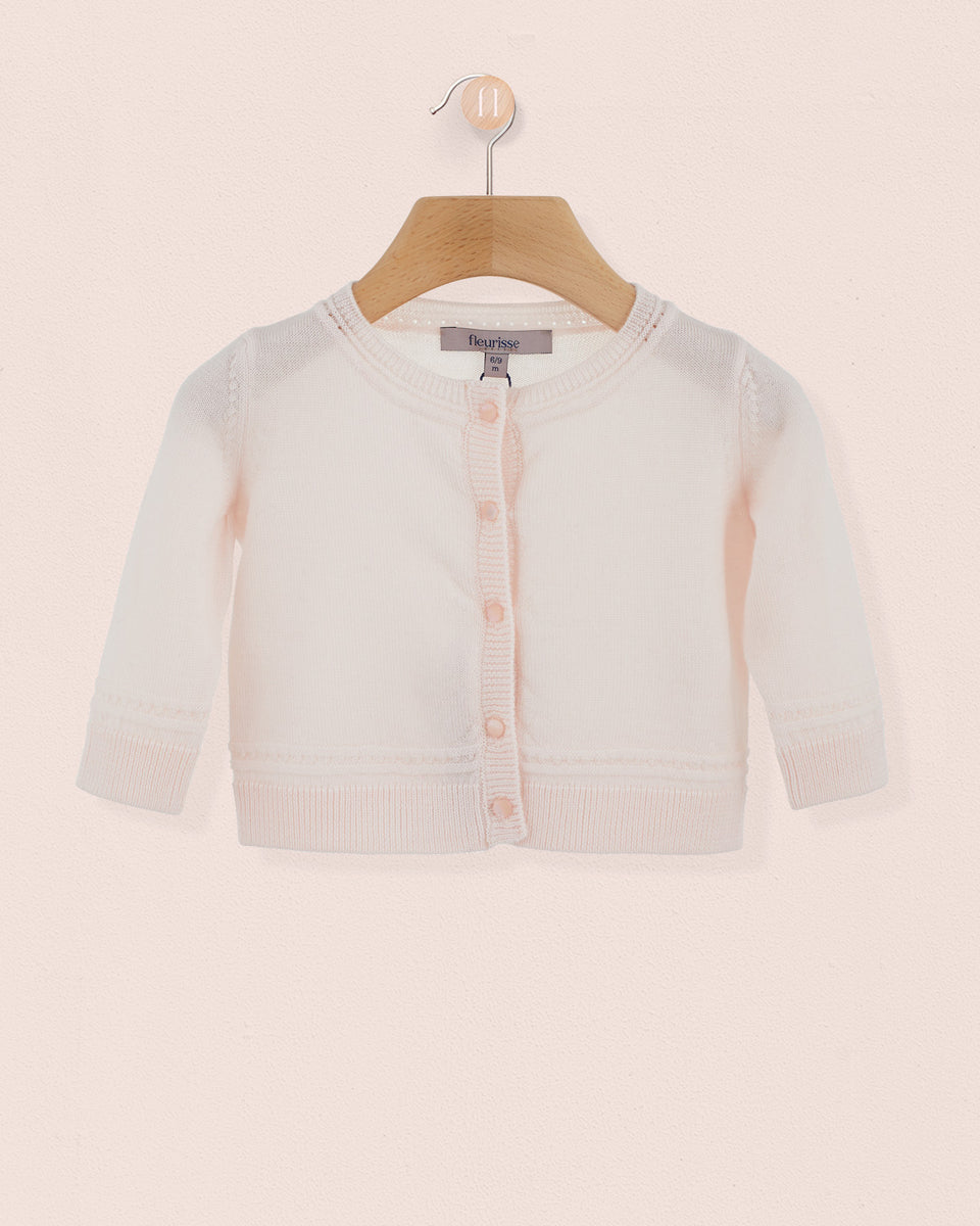 Lucille Powder Pink Baby Cardigan