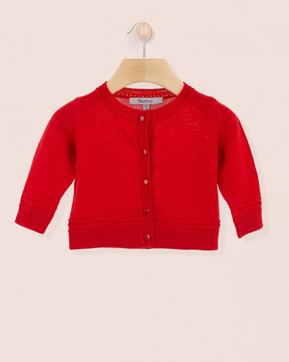 Lucille Red Baby Cardigan