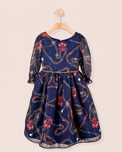 Tuscany Navy Chiffon Dress - Dress