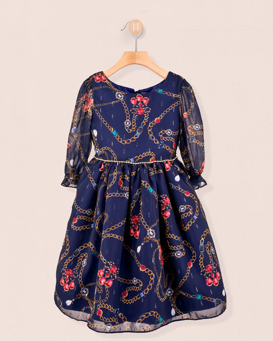 Tuscany Navy Chiffon Dress - Dress