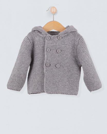 Chamonix Grey Cashmere Hooded Jacket - Cardigan