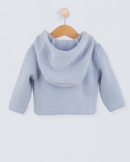 Chamonix Light Bue Cashmere Hooded Jacket - Cardigan
