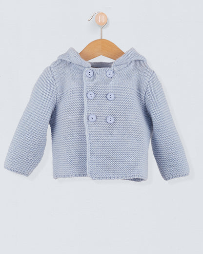 Chamonix Light Bue Cashmere Hooded Jacket - Cardigan