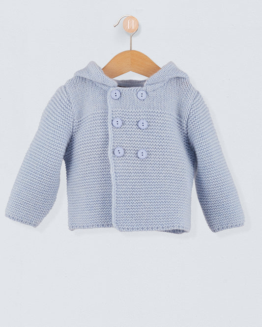 Chamonix Light Bue Cashmere Hooded Jacket - Cardigan