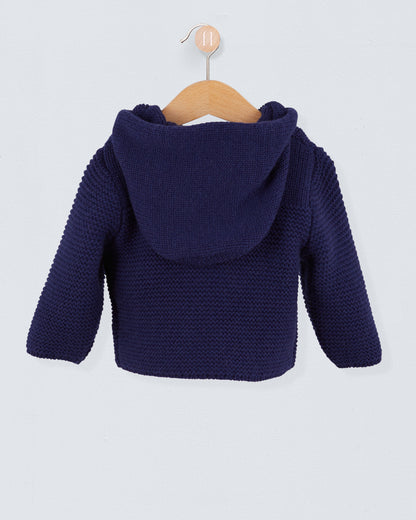 Chamonix Navy Cashmere Hooded Jacket - Cardigan