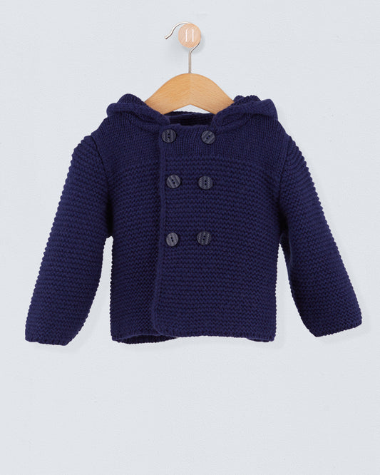 Chamonix Navy Cashmere Hooded Jacket - Cardigan
