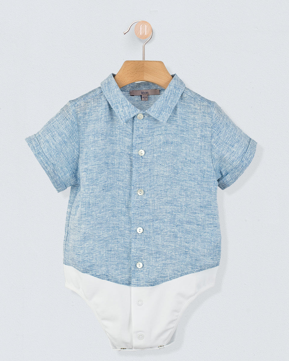 Charles seafoam Linen Italian Onesie Shirt