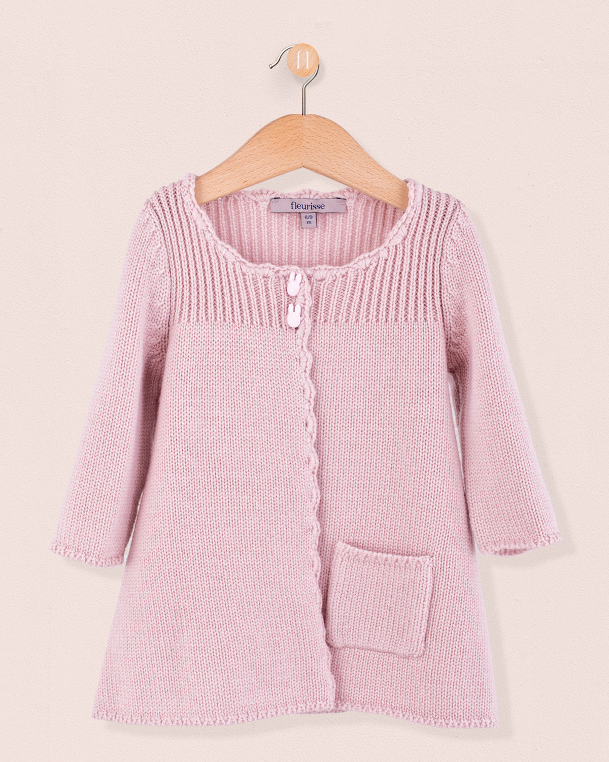Charlotte Neutral Pink Wool Coat - Cardigan