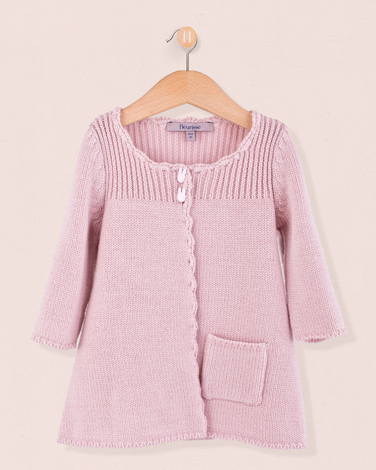 Charlotte Neutral Pink Wool Coat - Cardigan