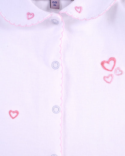 Pima Embroidered Primrose Hearts Stretchie - Stretchie