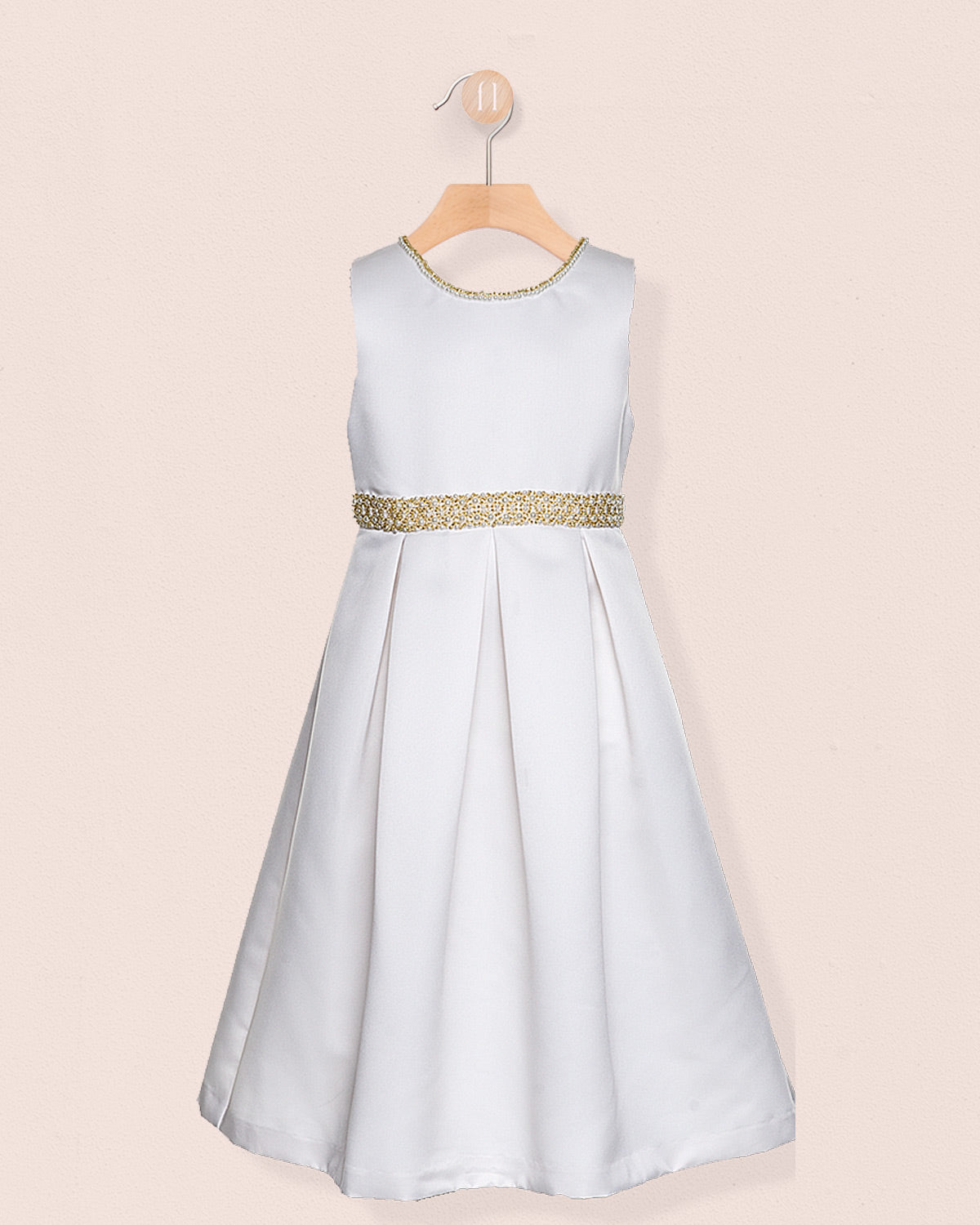 Esther Cream Pearl Satin Gown - Dress