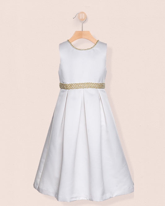Esther Cream Pearl Satin Gown - Dress