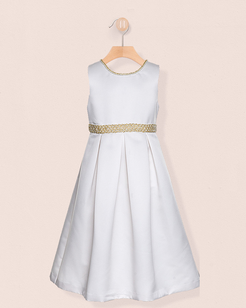 Esther Cream Pearl Satin Gown