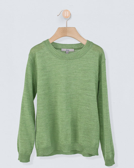Crew Neck in Fine Moss Mélange Wool - Sweater