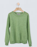 Crew Neck Sweater in Fine Moss Mélange Wool